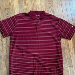 Nike Men's Maroon Striped Polo Shirt